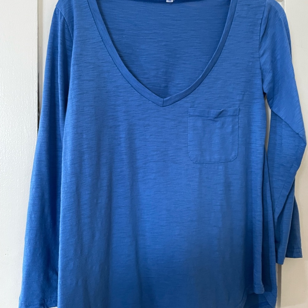 Blue V-Neck Women's Top